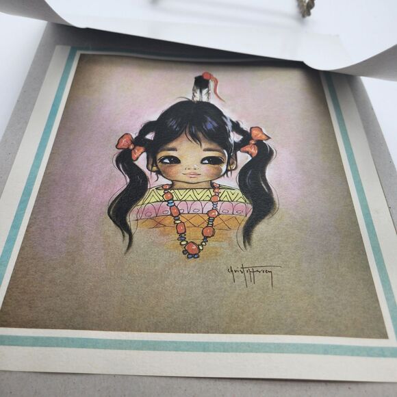 Vintage Gerda Christoffersen NATIVE AMERICAN girl Screen Print - Picture 5 of 5